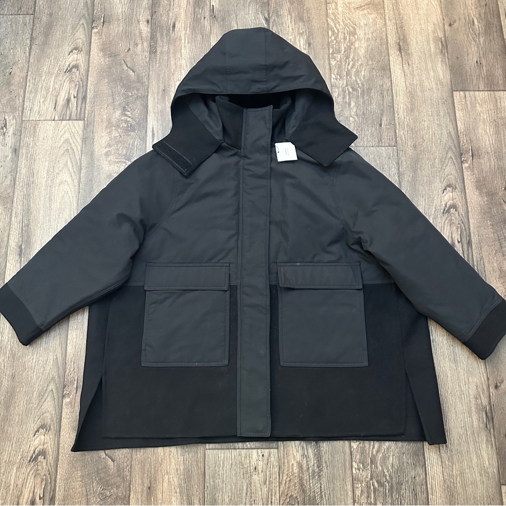 Zara 50% Wool Blend Oversized Coat Jacket Women’s Size M-L Black